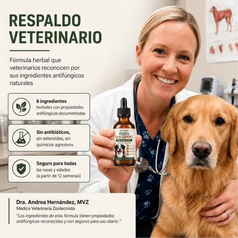 Alvenzo - Fórmula Veterinaria Natural para Eliminar Hongos en Perros