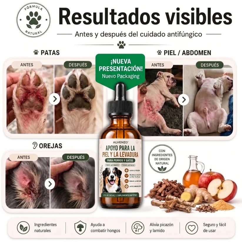 Alvenzo - Fórmula Veterinaria Natural para Eliminar Hongos en Perros